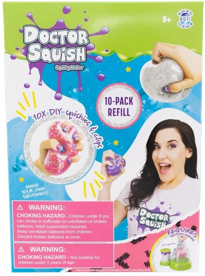 Doctor Squish - minkštų balionų pakuotės papildymas V2, 10 balionų + segtukai (107401)