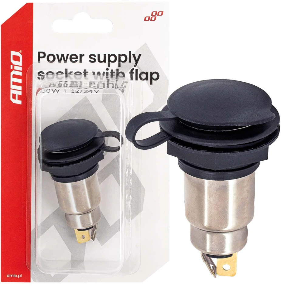 Papildomas maitinimo lizdas su dangteliu, 250W, 12/24V AMIO-04462