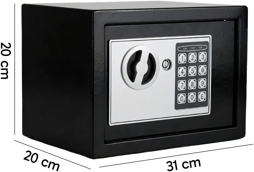 Domowy Namų seifas su elektronine spyna 10l, rakto kodu, šarvuotas XL - ER1103