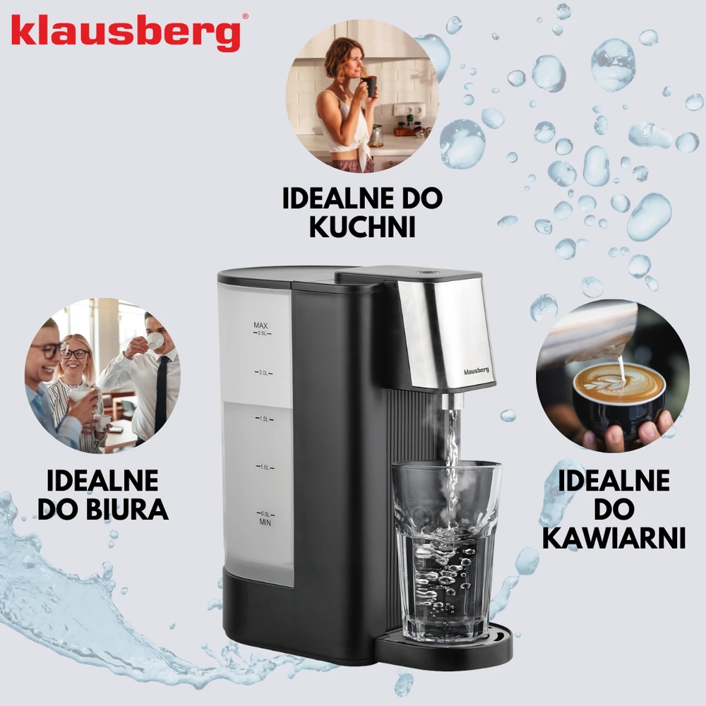 Dozownik Karšto vandens dozatorius, juodas su sidabriniais nerūdijančio plieno elementais, 2,5 l, klausberg, kb-7877