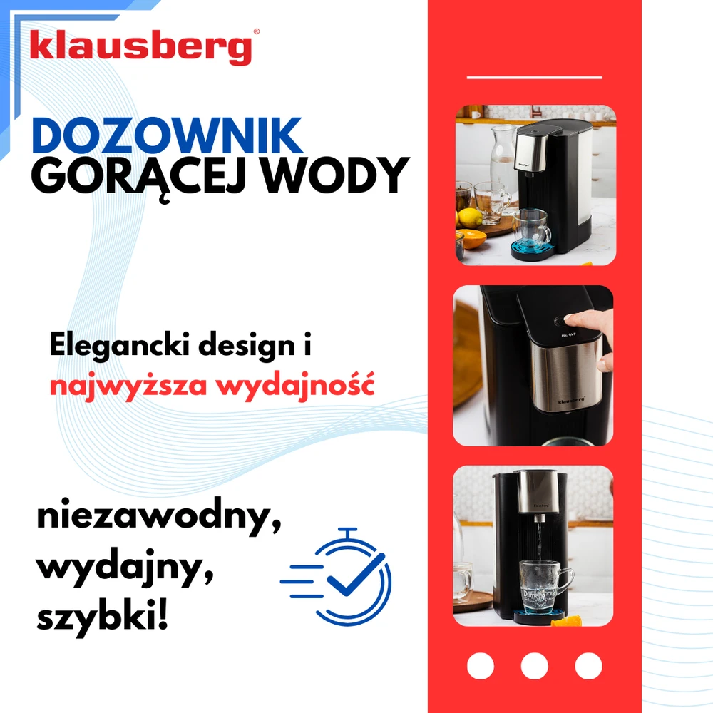 Dozownik Karšto vandens dozatorius, juodas su sidabriniais nerūdijančio plieno elementais, 2,5 l, klausberg, kb-7877
