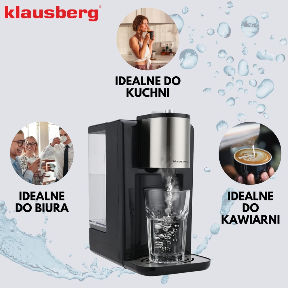 Dozownik Karšto vandens dozatorius, temperatūros reguliavimas 45–100 °C, juodos ir sidabrinės spalvos, 2,2 l, Klausberg, kb-7878