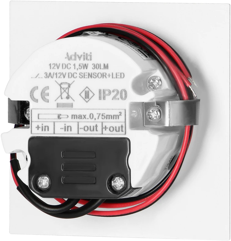 Orno DRACO LED NEW 1.5W, įleidžiamas laiptų šviestuvas, 12VDC, 30lm, 3000K, baltas, judesio ir prieblandos jutiklis