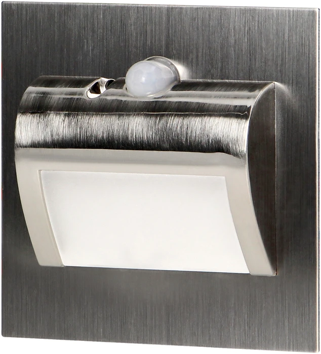 Orno DRACO LED NEW 1.5W, įleidžiamas laiptų šviestuvas, 12VDC, 30lm, 3000K, satinas, judesio ir prieblandos jutiklis