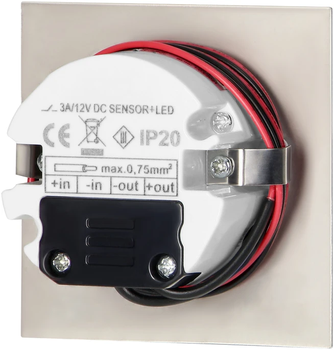 Orno DRACO LED NEW 1.5W, įleidžiamas laiptų šviestuvas, 12VDC, 30lm, 6000K, satinas, judesio ir prieblandos jutiklis
