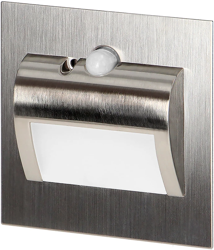 Orno DRACO LED NEW 1.5W, įleidžiamas laiptų šviestuvas, 12VDC, 30lm, 6000K, satinas, judesio ir prieblandos jutiklis