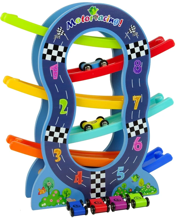 Drewniana Medinė automobilių trasa Lean Toys, 6 aukštų, 30x8x33 cm