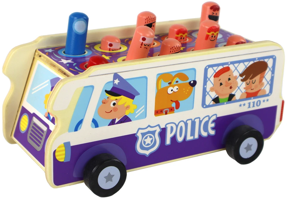 Lean Toys Medinis arkadinis žaidimas Dodgeball Policijos autobusas