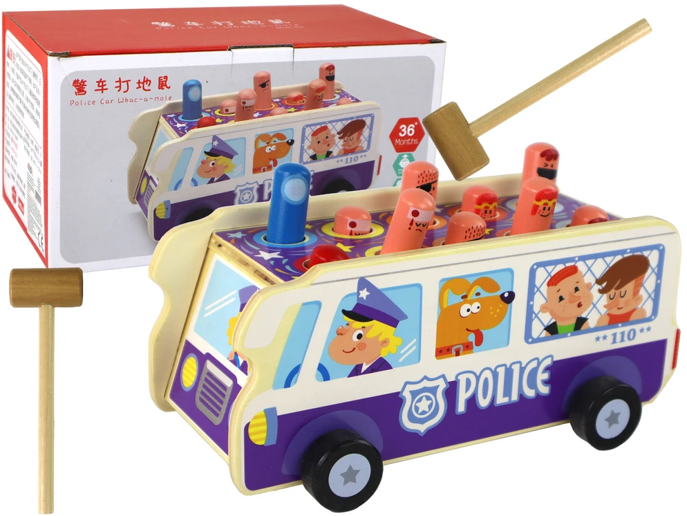 Lean Toys Medinis arkadinis žaidimas Dodgeball Policijos autobusas
