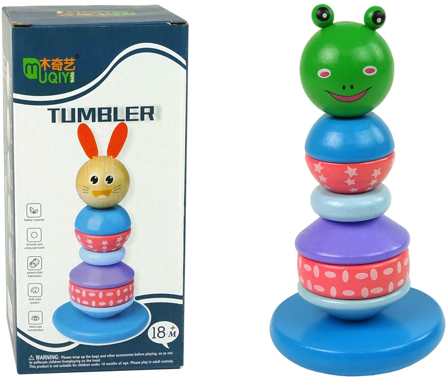 Drewniana Mokomoji piramidė mergaitėms Lean Toys Triušis