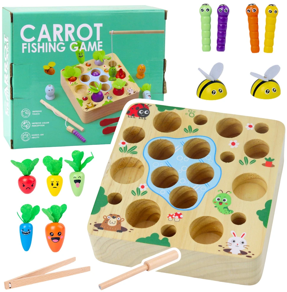 Lean Toys Medinis vaikų žaidimas su morkomis ir sliekais