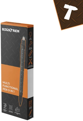 Bigstren Multifunctional pen - juodas 9-in-1 Bigstreen