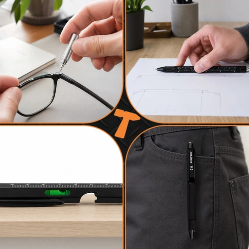 Bigstren Multifunctional pen - juodas 9-in-1 Bigstreen