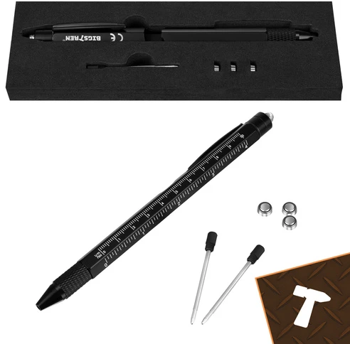 Bigstren Multifunctional pen - juodas 9-in-1 Bigstreen