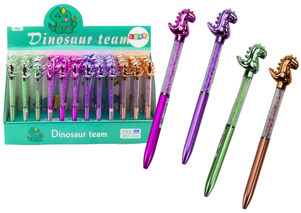 Lean Toys Dinozaurų rašiklis su deimantais, mėlynas, 0,7 mm