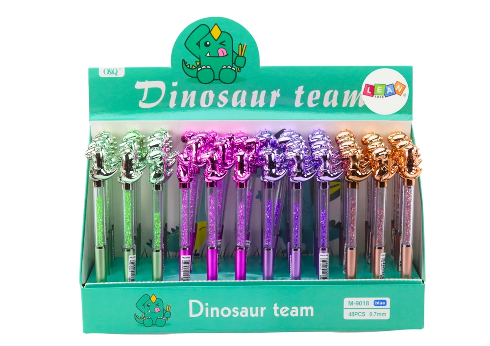 Lean Toys Dinozaurų rašiklis su deimantais, mėlynas, 0,7 mm