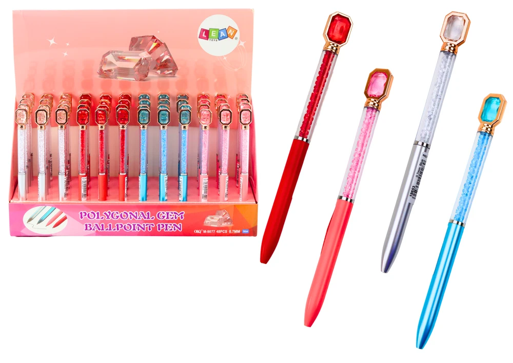 Lean Toys Rašiklis su kristalais, mėlynas 0.7mm
