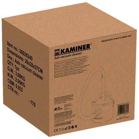 Pelenų siurblys ODK008-10L Kaminer