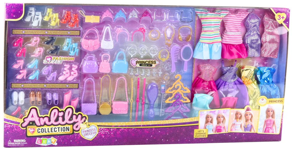 Lean Toys Lėlės drabužių ir aksesuarų rinkinys Anlily, 65 vnt.