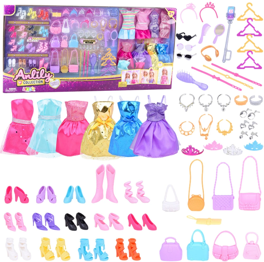 Lean Toys Lėlės drabužių ir aksesuarų rinkinys Anlily, 65 vnt.