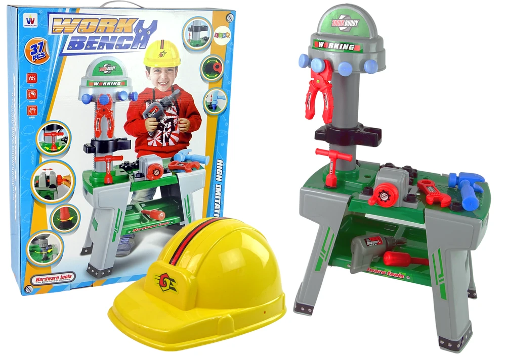 Lean Toys Vaikiškas darbastalis su įrankiais, 37 dalys