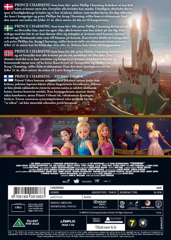 DVD „Žavingasis princas“ (iš „Šreko“ kūrėjų, danų, švedų, norvegų ir suomių kalbomis)