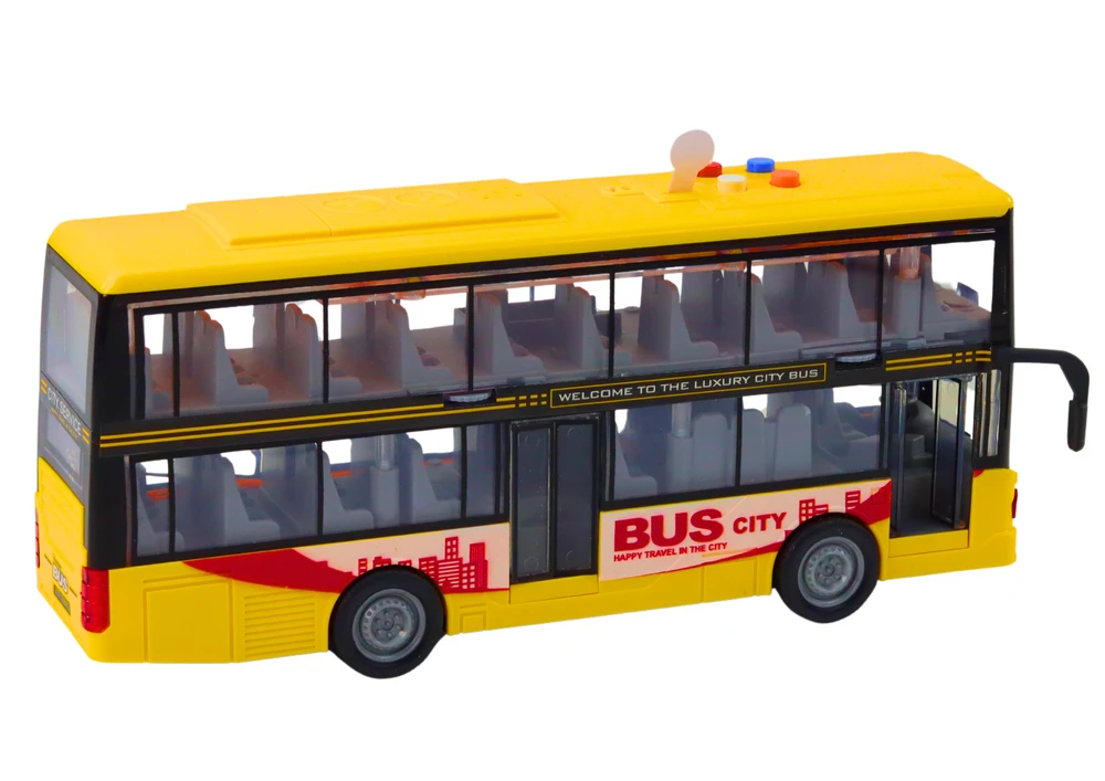 Lean Toys Geltonas dviaukštis autobusas 1:16