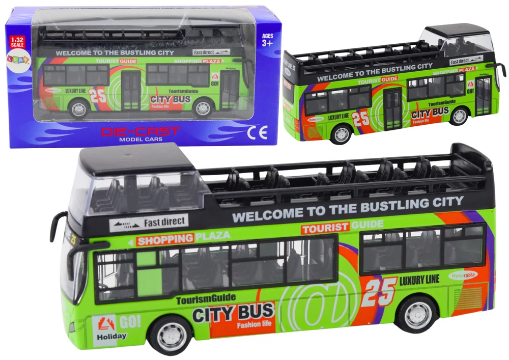 Žaislinis turistinis dviaukštis autobusas Lean Toys, 3 spalvos