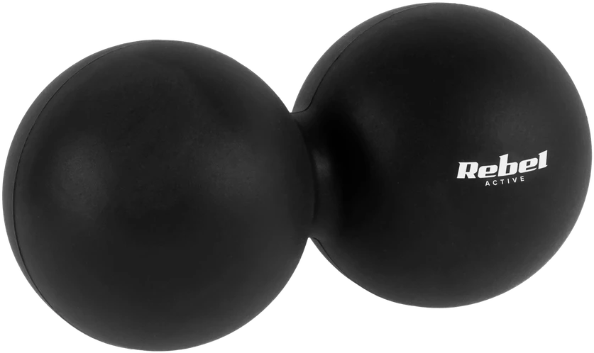 Duoball dvigubas masažo kamuolys 6.2 cm, juodos spalvos, silikoninė medžiaga, REBEL ACTIVE