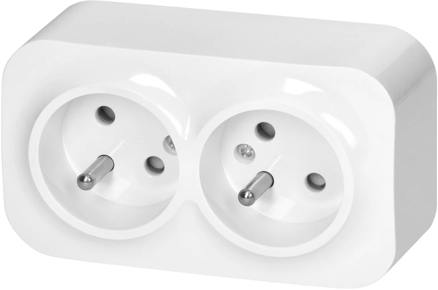 Orno Dvigubas „ToDo“ lizdas 2x2P+Z, 16A/230VAC, IP20, baltas
