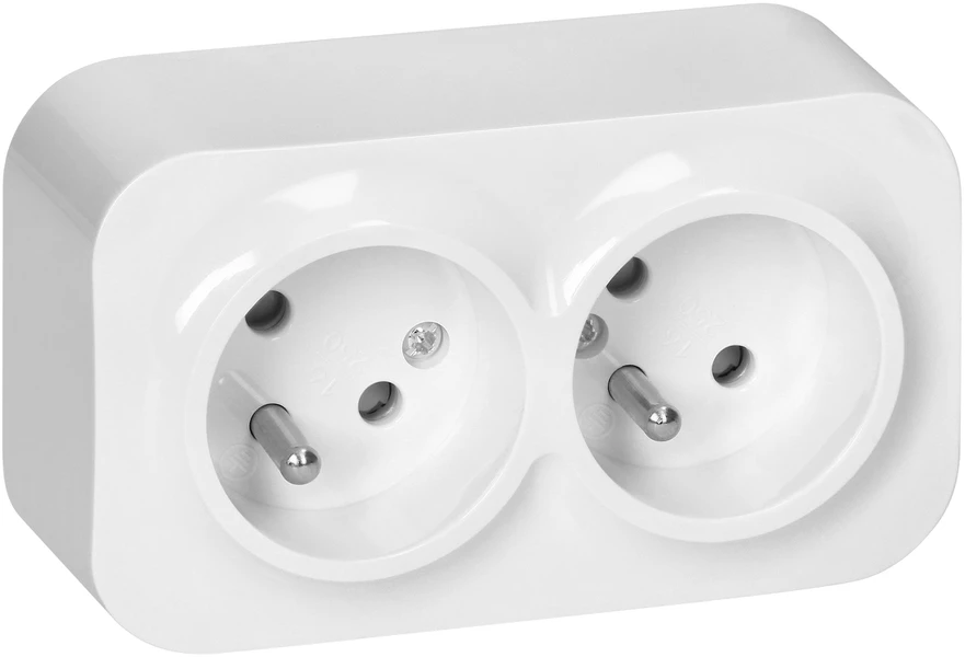 Orno Dvigubas „ToDo“ lizdas 2x2P+Z, 16A/230VAC, IP20, baltas