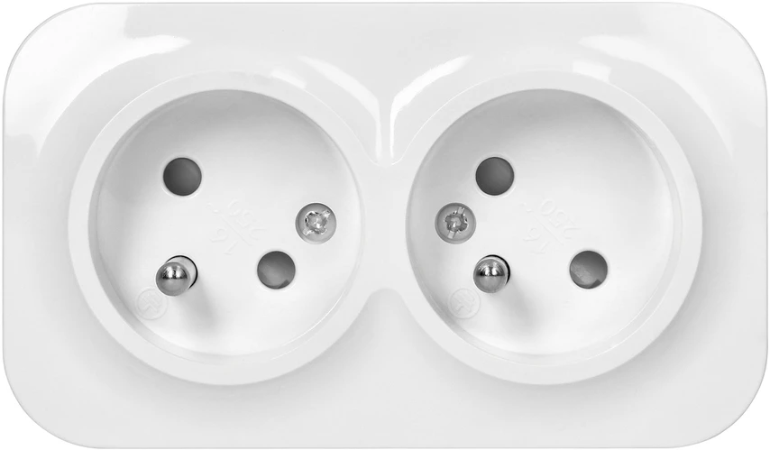 Orno Dvigubas „ToDo“ lizdas 2x2P+Z, 16A/230VAC, IP20, baltas