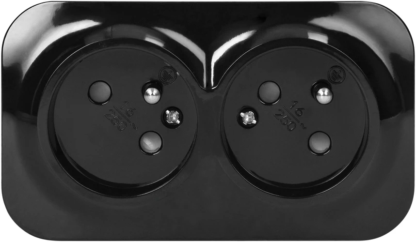 Orno Dvigubas „ToDo“ lizdas 2x2P+Z, 16A/230VAC, IP20, juodas