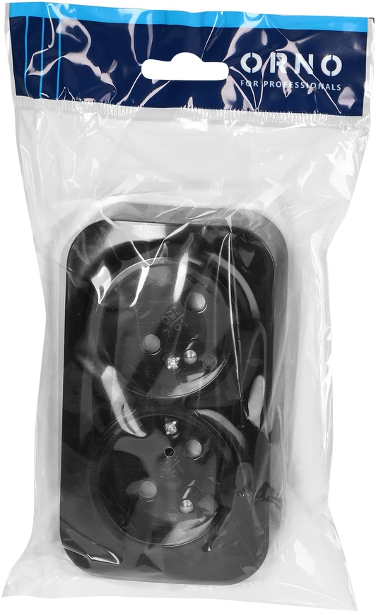 Orno Dvigubas „ToDo“ lizdas 2x2P+Z, 16A/230VAC, IP20, juodas