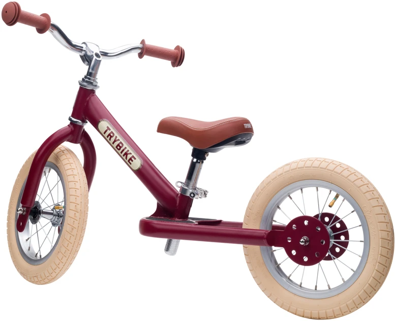 Dviratis-trybike - 2 plieniniai ratai - vintažinės raudonos spalvos (30TBS-2-Raudonas-VIN)
