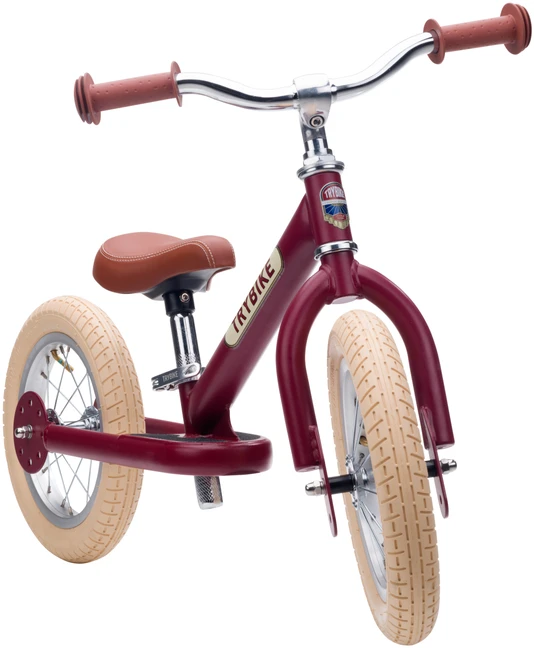 Dviratis-trybike - 2 plieniniai ratai - vintažinės raudonos spalvos (30TBS-2-Raudonas-VIN)