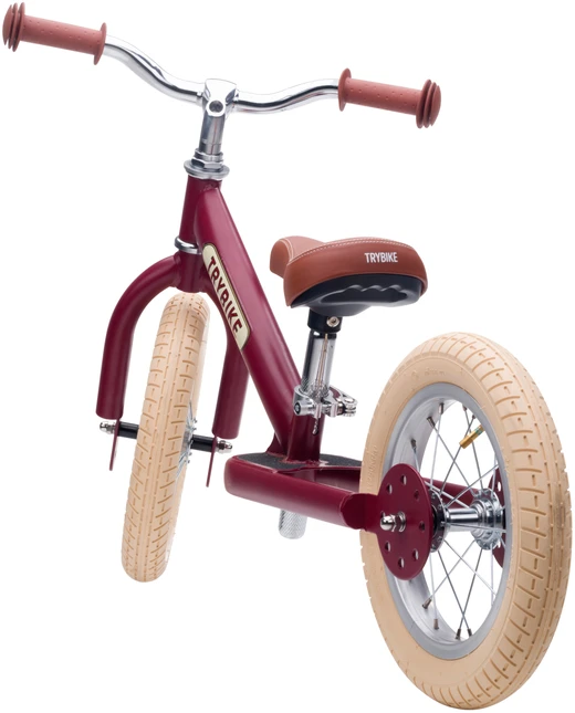 Dviratis-trybike - 2 plieniniai ratai - vintažinės raudonos spalvos (30TBS-2-Raudonas-VIN)