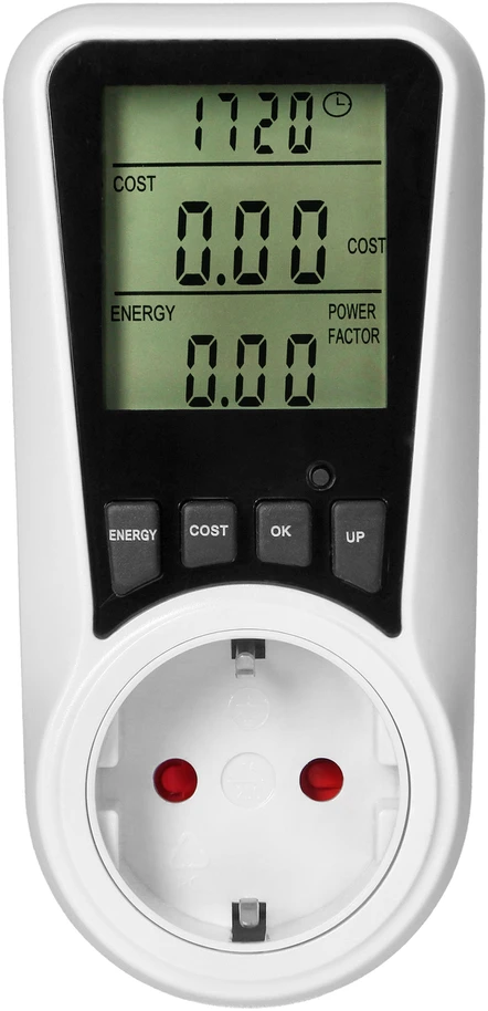 Orno Dwutaryfowy Dviejų tarifų vatmetras, energijos skaičiuoklė su LCD ekranu, 2 atskiri tarifai, vidinė baterija, 16A 230V, „Schuko“ versija