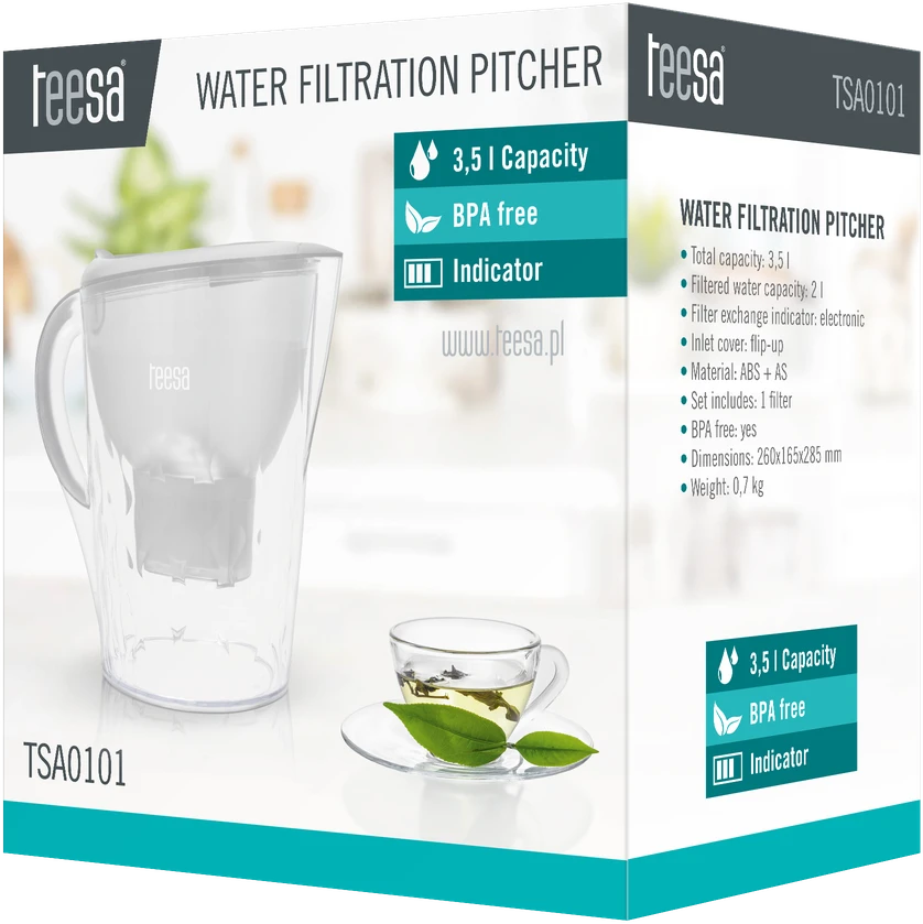 Teesa Filtro ąsotis 3.5 l baltas