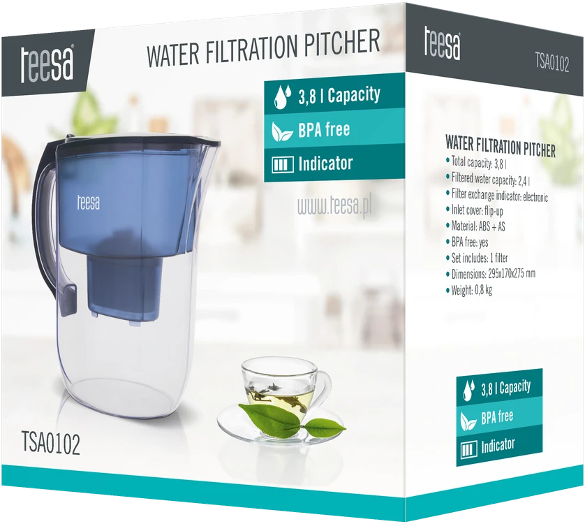 Teesa 3.8 l mėlynas filtro ąsotis