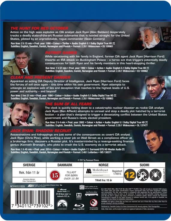 Džekas Rajanas: Slapta kolekcija (5 filmai) (Blu-Ray)