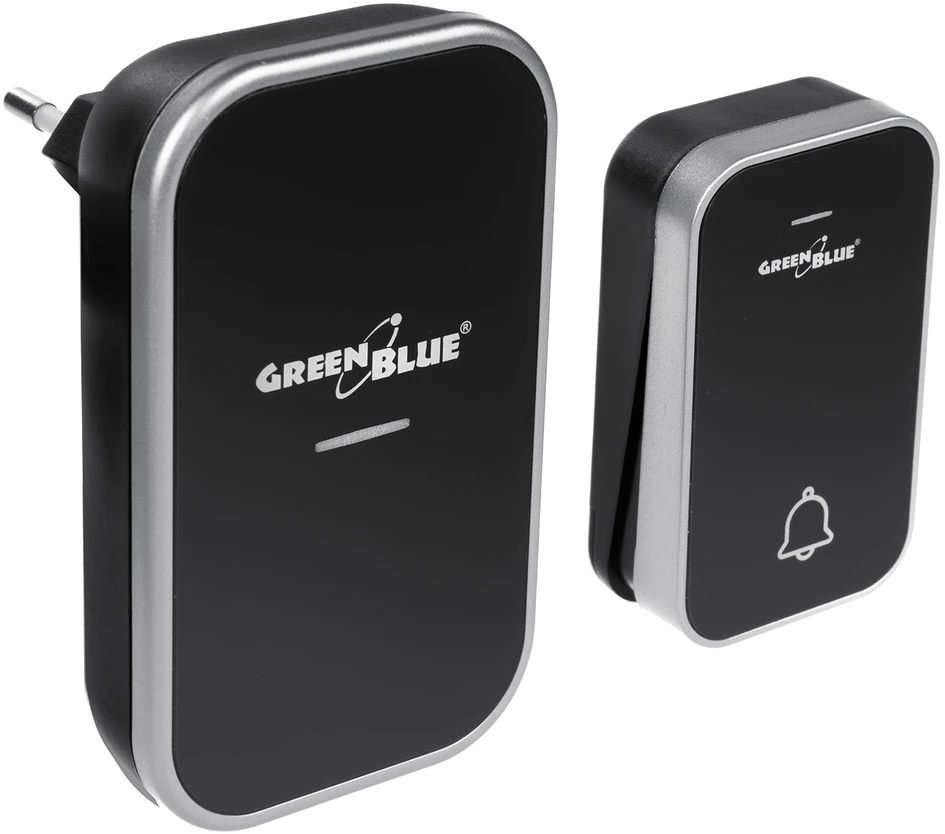 GreenBlue GB157 B Kinetic Baterija Be Wireless Dorr Bell, Melodies, Juodas, Diapazonas iki 200m, IP44