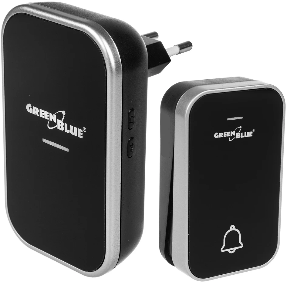 GreenBlue GB157 B Kinetic Baterija Be Wireless Dorr Bell, Melodies, Juodas, Diapazonas iki 200m, IP44