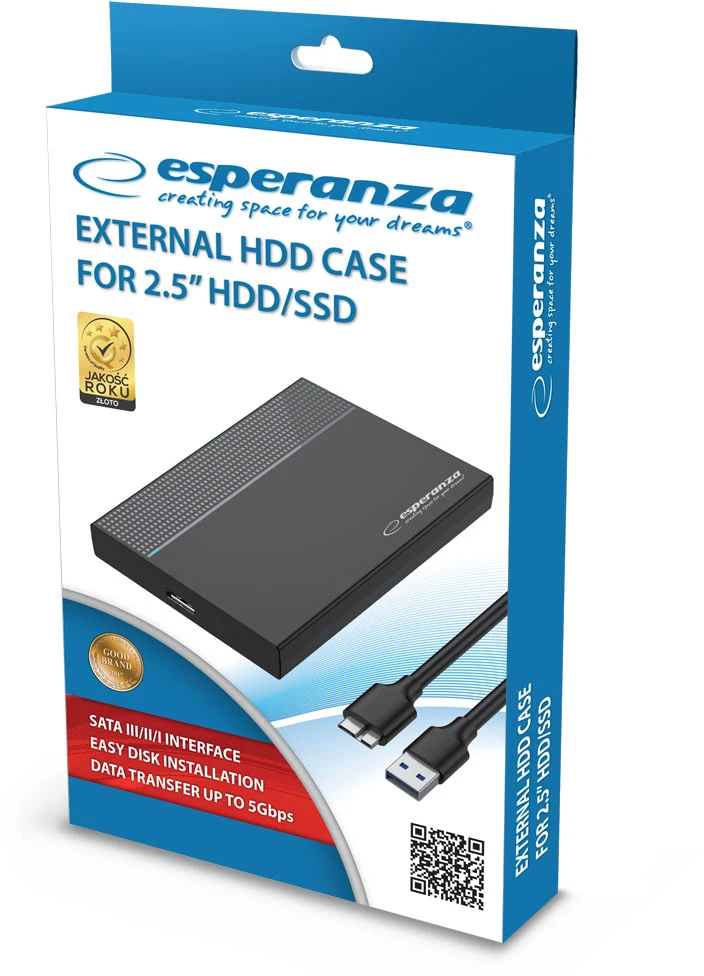 EBA102 Esperanza išorinis dėklas HDD/SSD 2.5" diskui