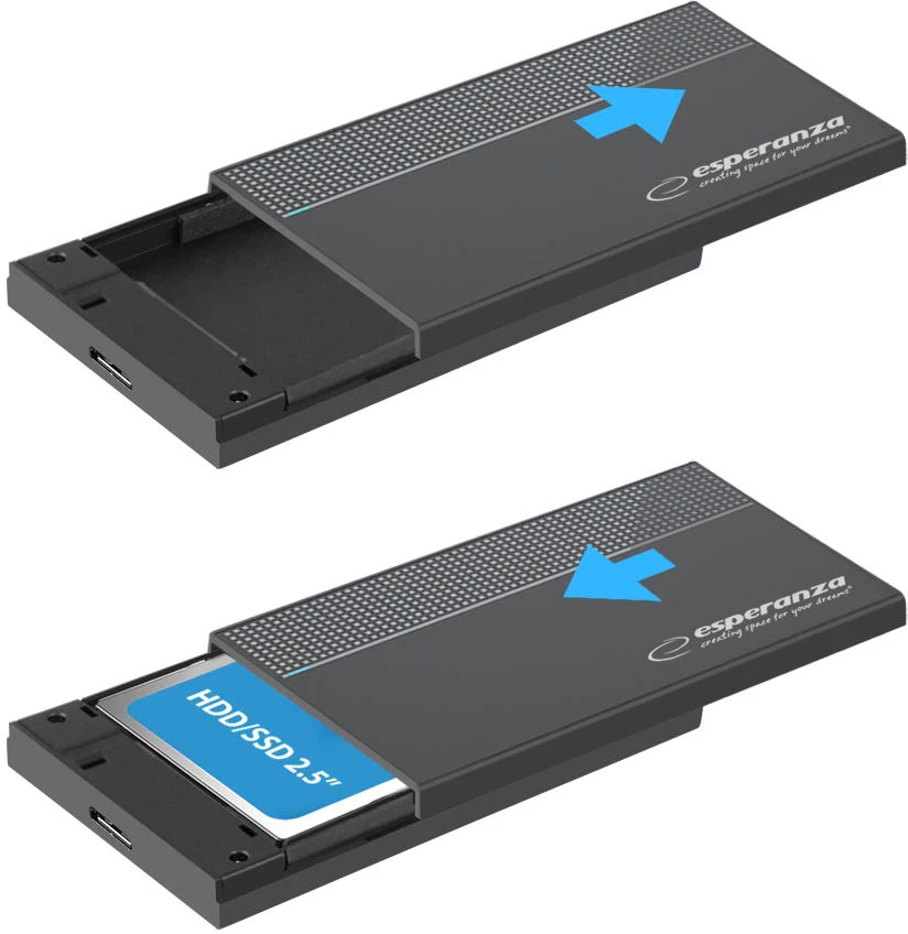 EBA102 Esperanza išorinis dėklas HDD/SSD 2.5" diskui