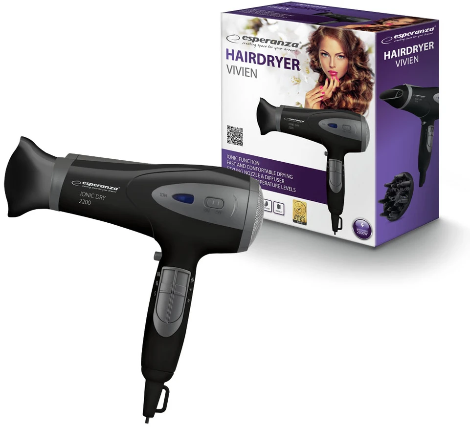 Plaukų džiovintuvas ESPERANZA HAIR DRYER 2200W IONIC VIVIEN EBH005K