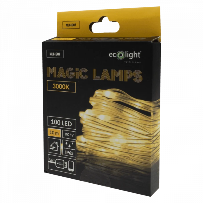 Eco Light Magiškos lemputės 100 LED 3000K 10m DC5V