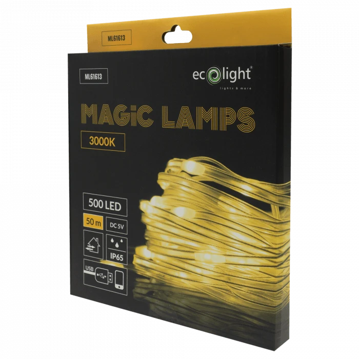 Eco Light Stebuklingos lemputės 500 LED 3000K 50 m DC5V