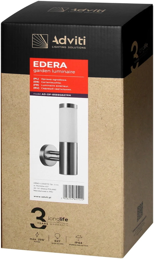 Orno EDERA sodo šviestuvas, E27, maks. 15 W, IP44, nerūdijantis plienas