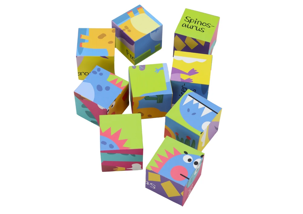 Lean Toys Spalvotos dėlionės blokai dinozaurai 6in1, 9 el.